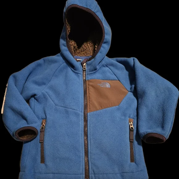 The North Face Jacket TNF Denali Hoodie Fleece Sherpa Lined Blue Kid's Size 4T - Picture 2 of 7